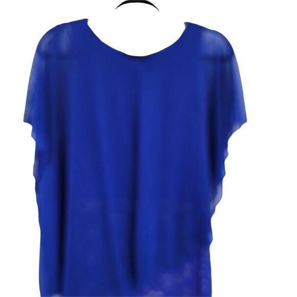 Enfocus Studio Sleeveless Sheer Caped Lace Bodycon Tea Length Dress Blue Sz 10 - Picture 7 of 9